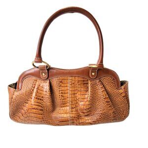 Large Brown crocodile Print Style Handbag